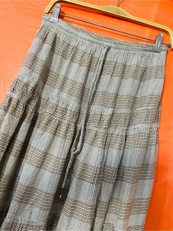 Free People Neutral Plaid Tiered Maxi Skirt - Image 9