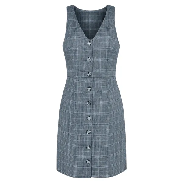 Show me Your Mumu Gray Arlette Plaid Mini Dress Button Front Size M - Image 3