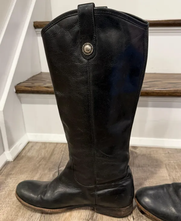 Frye Melissa Button Riding Boots Black Leather Women’s Size 8.5 Classic Tall - Image 12