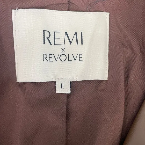 Remi x Revolve Chocolate Brown Vegan Leather Blazer Single Button Oversized Fit - Image 7
