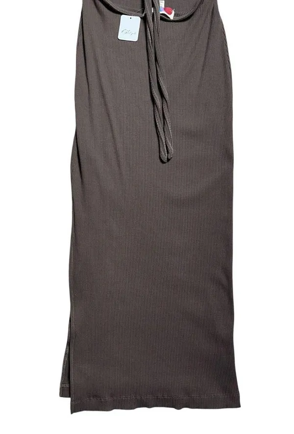 Free People Beach Brown Last Minute Ribbed Midi Dress Womens M - Image 7