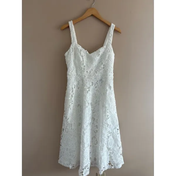 Lulus Divine Beauty White Lace Midi Dress With Pockets Size XS NWT Bridal Beach - Image 4