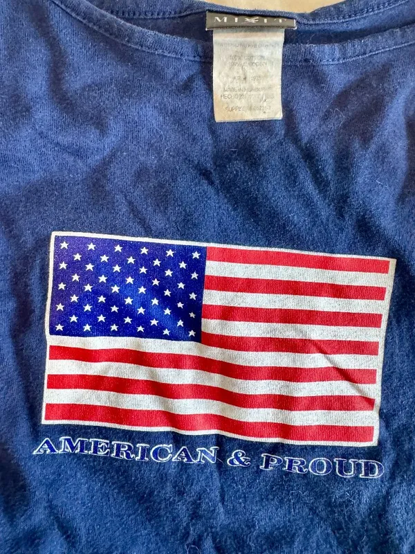 Mixit Vintage "American & Proud" USA Flag Graphic Long Sleeve Tee - Image 3