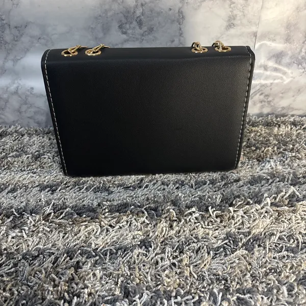 Black & White Glitter Shoulder Bag with Gold Chain - Image 4