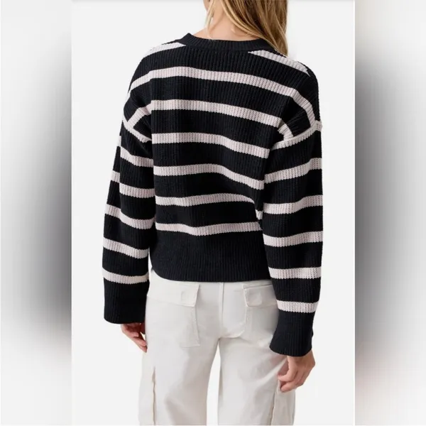 SANCTUARY Black and Cream Stripe Chenille Sweater size Medium‎ - Image 3