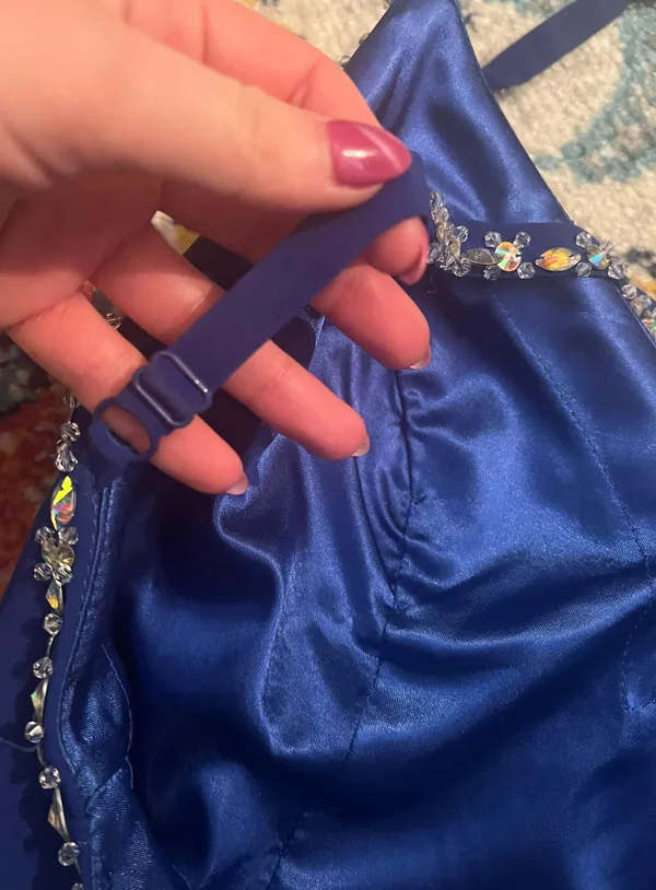 B Darlin Blue Prom Dress With Embellishments - Image 5