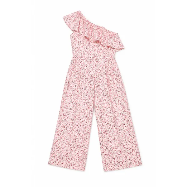 Club Monaco Lene One-Shoulder Ruffle Jumpsuit – Pink/Red Floral Print, sz 2 - Image 2