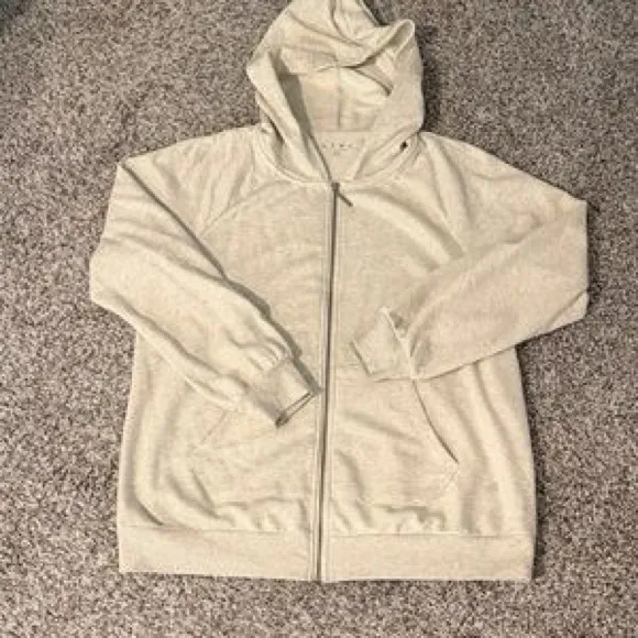 LIVI Lane Bryants Cream Grey Cotton Zip-Up Hoodie sz 18/20 - Image 2