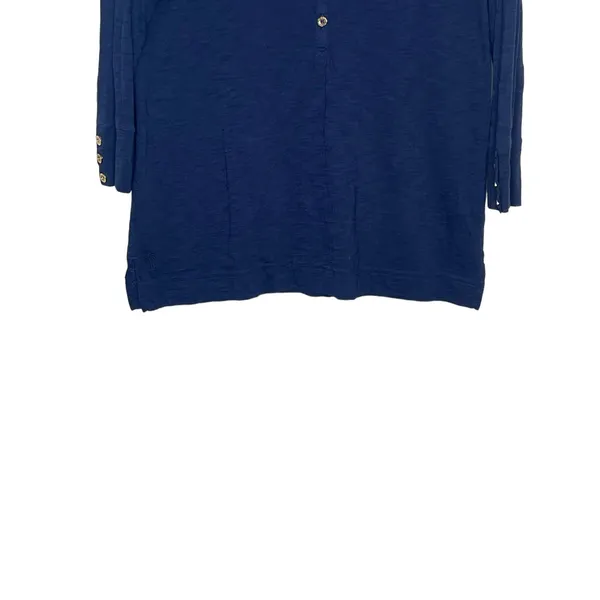 Lilly Pulitzer Women Top Front Button 3/4 Sleeve Notched V Neck Blue Size‎ Small - Image 5