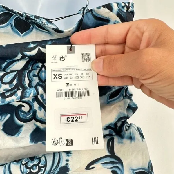 NWT Zara XS Floral Printed Ruched Cami‎ Tank Top Y2K Inspired THE OC White Blue - Image 8