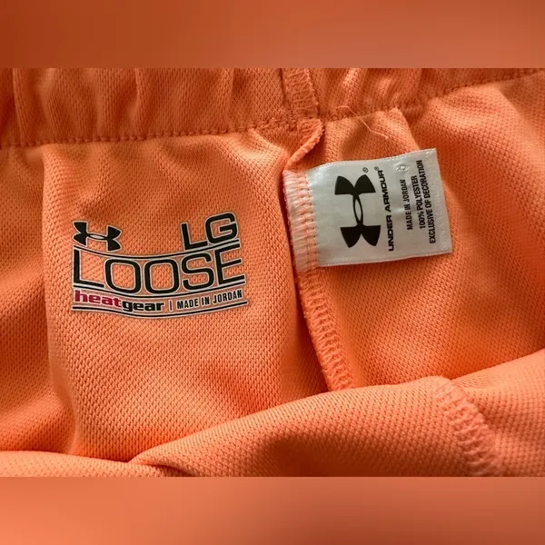 Under Armour women’s loose fit orange & pink athletic shorts large - Image 2