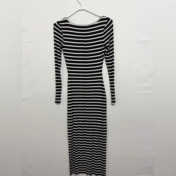 Bebe women’s Dress size XXS Black White Striped Maxi Bodycon Made USA(A478)✨ - Image 10