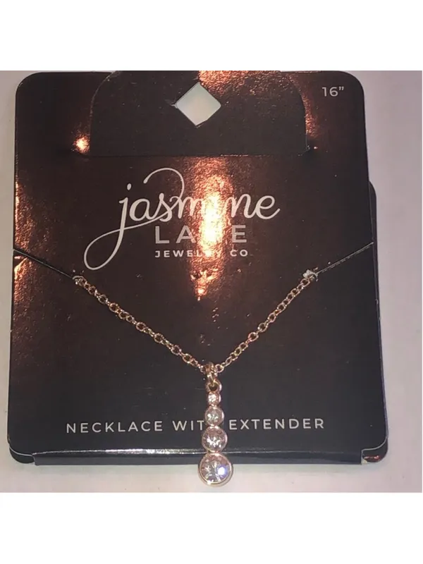 Jasmine Lane Gold Tone CZ Rhinestone Drop Necklace with Extender - Image 3