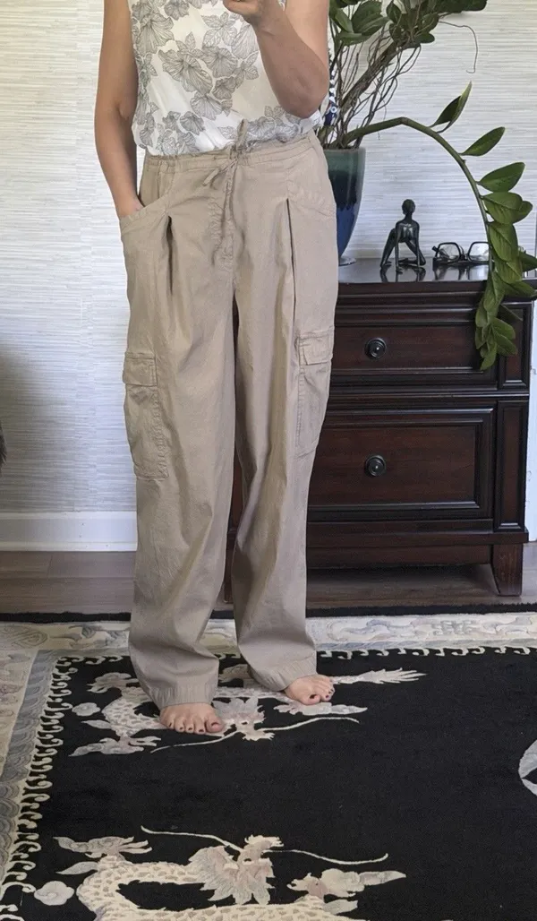 Athleta Women’s S Beige Linen Blend Wide Leg Cargo Pants - Image 7