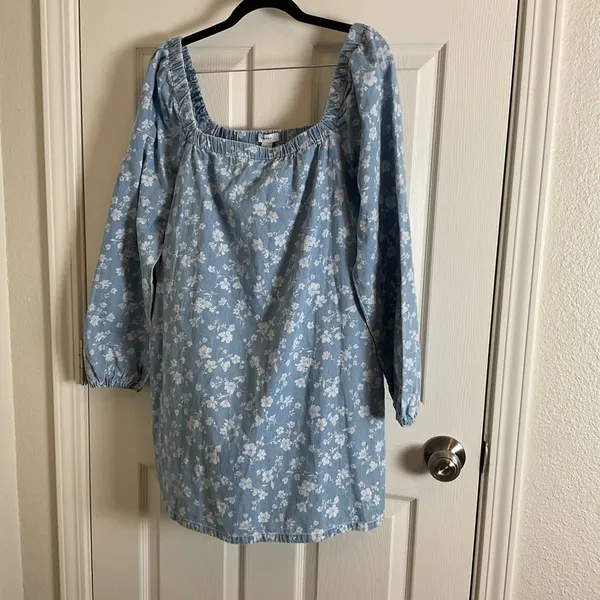 Forever 21 Women Square Neckline Floral Print Mini Dress, Blue/White Combo M - Image 2