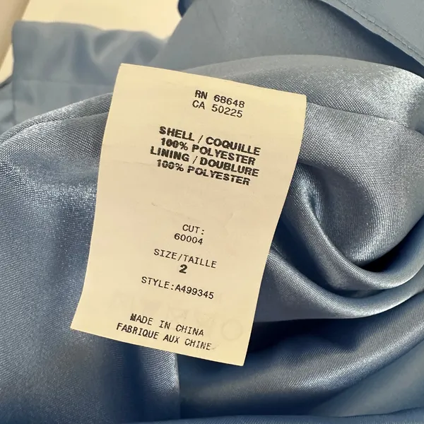 ABS Allen Schwartz Strapless Dress Light Blue Satin Corset Draped Pleated US 2 - Image 10
