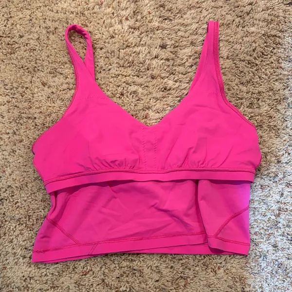 Lululemon Align Crop Tank Top Hot Pink Barbie Athletic Yoga Built-in Bra Size 12 - Image 5