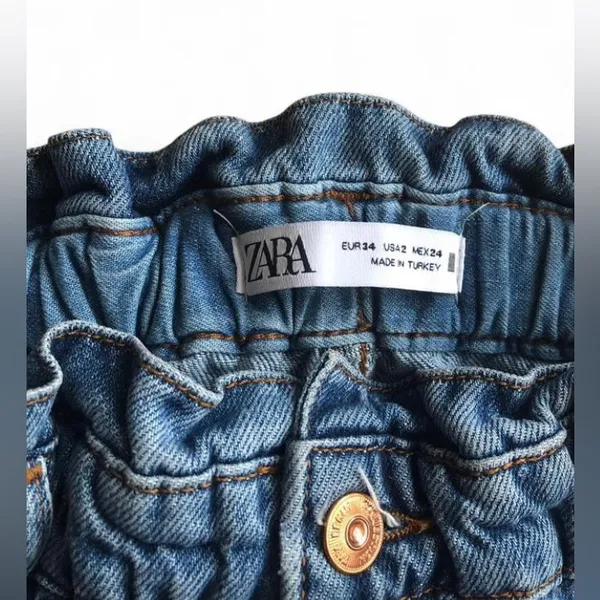 Zara Women's short Blue 100% Cotton with elastic waist Size 2 - Image 13