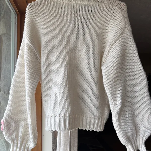 Cream Cardigan with Pink Strawberry Appliqués - Image 4