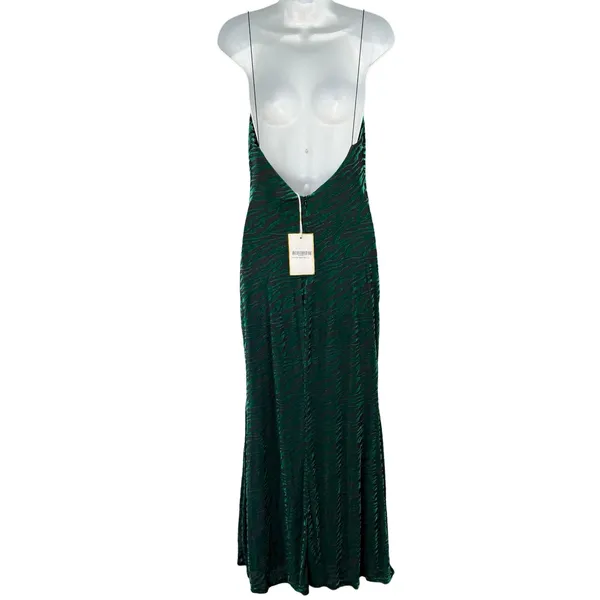 Runaway Lionell Emerald Green Zebra Stripe Backless Maxi Dress Sz 8 / L NEW Tags - Image 4