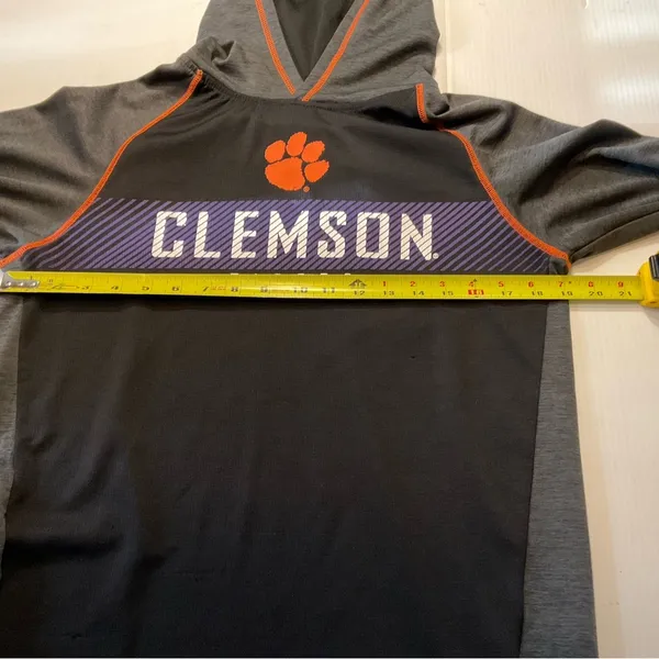 Clemson Tigers Hoodie Adult Sz S Gray Logo Champion Lightweight Sweatshirt - Image 7