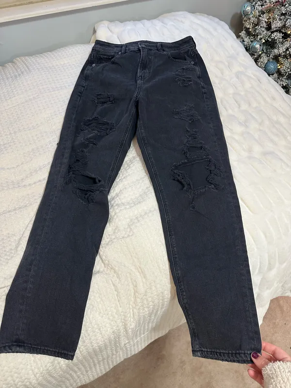 American Eagle Black Wash Comfort Stretch Ripped Jeans - Image 3