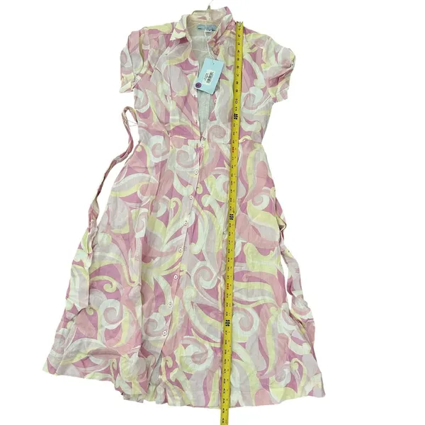 HILL HOUSE Candy Kaleidoscope The Lily Button Down Linen Shirt Dress size XS - Image 7