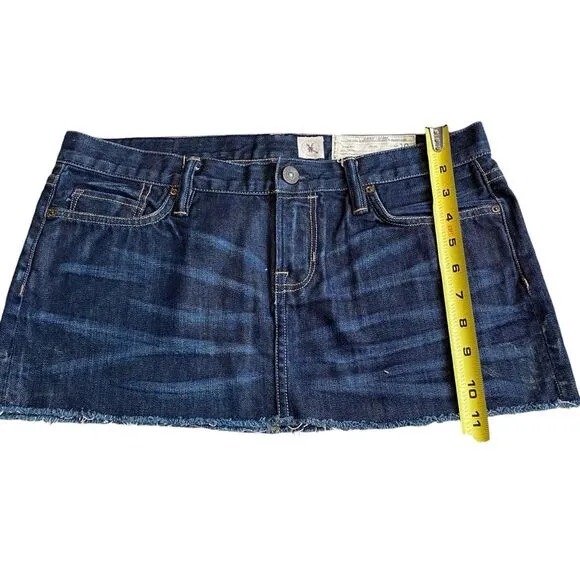All Saints Spitalfields‎ 10 Micro Mini Denim Jean Skirt Frayed Short Y2K - Image 7