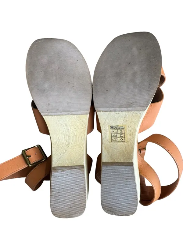 Everlane - The Clog Sandal Cognac Leather Platform Shoes Sz 10 - Image 10