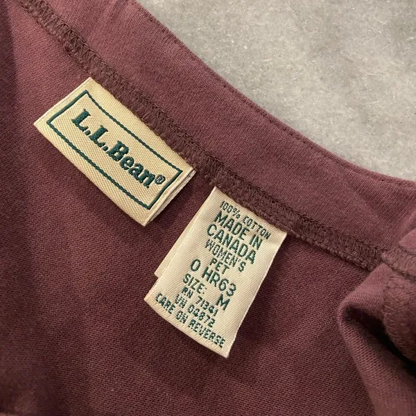 L.L. Bean Size MP Plum V Neck Silver Button Long Sleeve Soft Cotton Cardigan - Image 10