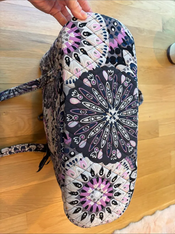 Vera Bradley Quilted Tote Purple Grey Floral Y2K - Image 5