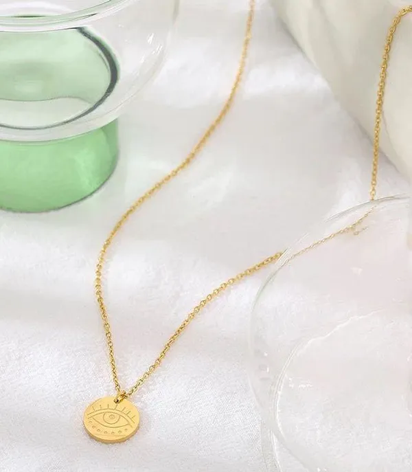 Stainless Steel Round Eye Pendant Necklace - Image 4