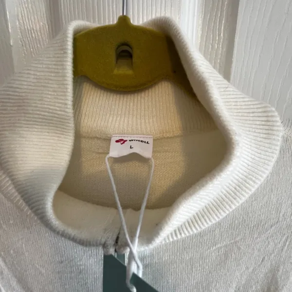 Wiholl Striped Knit Sweater Mock Neck‎ Ivory and Black NWT - Image 8