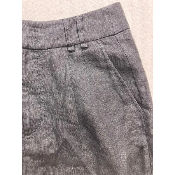 Free‎ People Shorts Women 2 Black 100% Linen High Waisted Pleated Front - Image 8