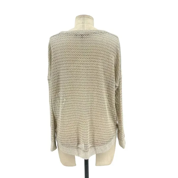 Generation Love Metallic Gold Open Knit Mesh Pullover‎ Sweater Size XS/S - Image 3