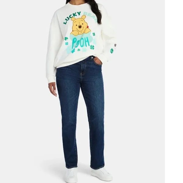 Disney Winnie the Pooh Lucky Bear St‎ Patricks Day Sweatshirt Cream NWT Size XS - Image 5