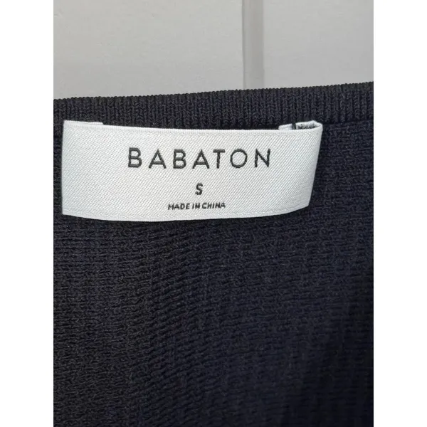 Babaton Ribbed Square Neck Crop Top Black Sleeveless Knit Tank Small - Image 5