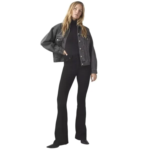 Levi's 726 Flare Jeans Women Size 30" Faded Black High Rise Stretch Retro Boho - Image 2