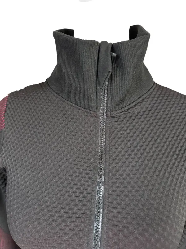 Womens black and burgundy long sleeve zip up activewear cropped jacket size L - Image 6
