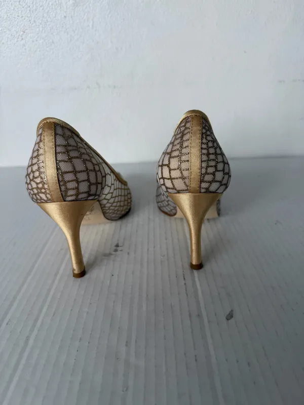 Nina Gold Mesh Heels Pumps Pointed Toe Elegant Evening Wedding Shoes Women’s - Image 12