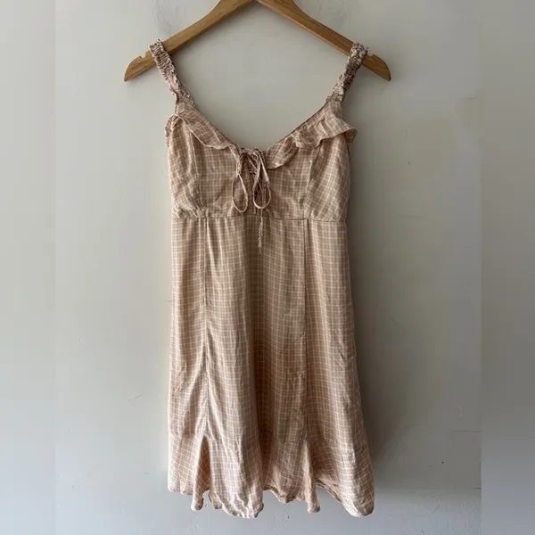 American Eagle Cream Pink Ruffle‎ Mini Dress - Image 3
