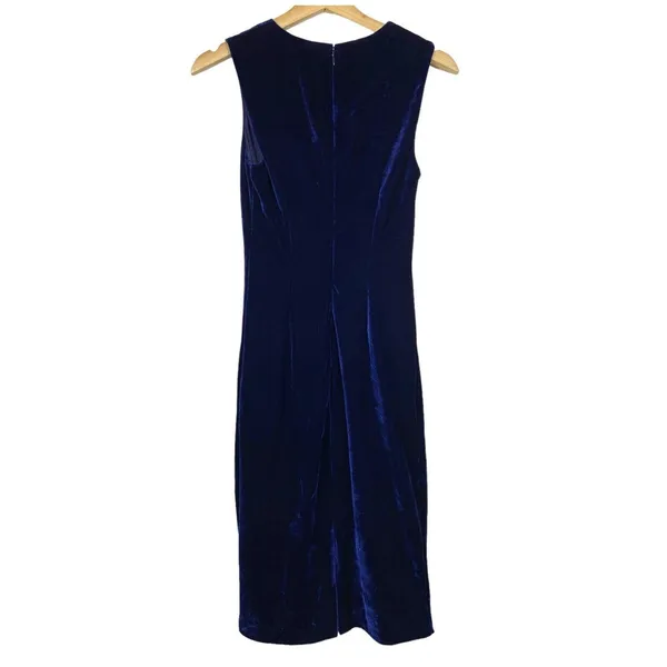 Reiss Mosaic Velvet Twist Front Dress Midnight Blue Sleeveless Sz US 2/UK 6‎ XS - Image 5