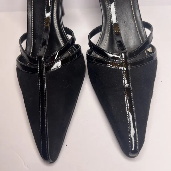 Vintage Y2K Lauren Ralph Lauren Winona Heels 7.5B Black T Strap Pointed Toe - Image 13