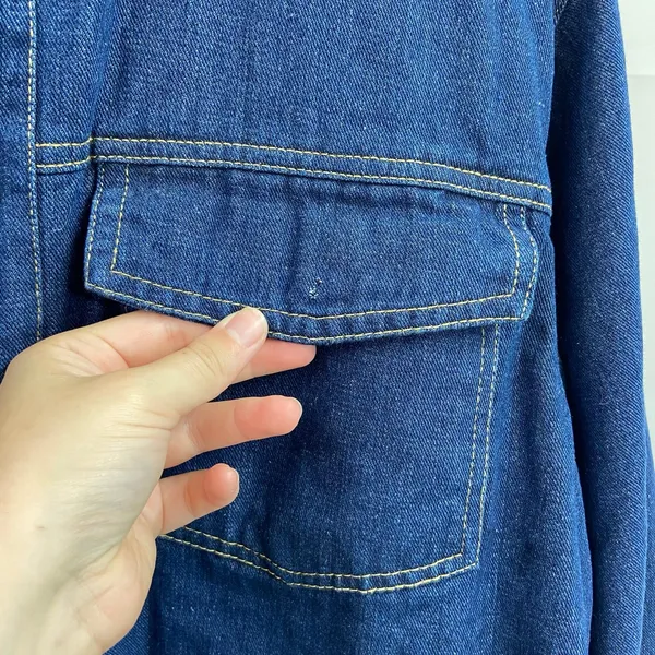 Vintage Duke Haband men's soft fleece lined denim‎ snap button pocket jacket M - Image 4