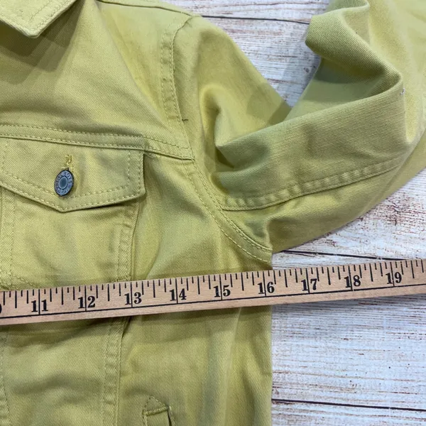 Talbots Womens XS Chartreuse Denim Trucker Jacket Cotton Blend Stretch ID245 - Image 4