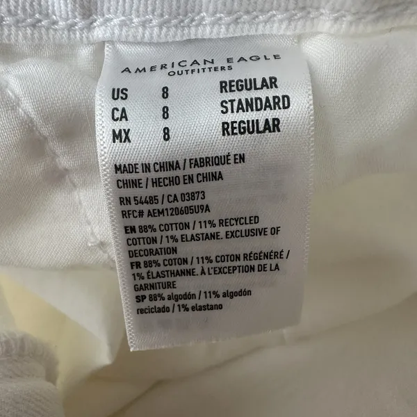 American Eagle Super High Rise Baggy Wide Leg Jeans Womens 8 White Cargo Stretch - Image 7