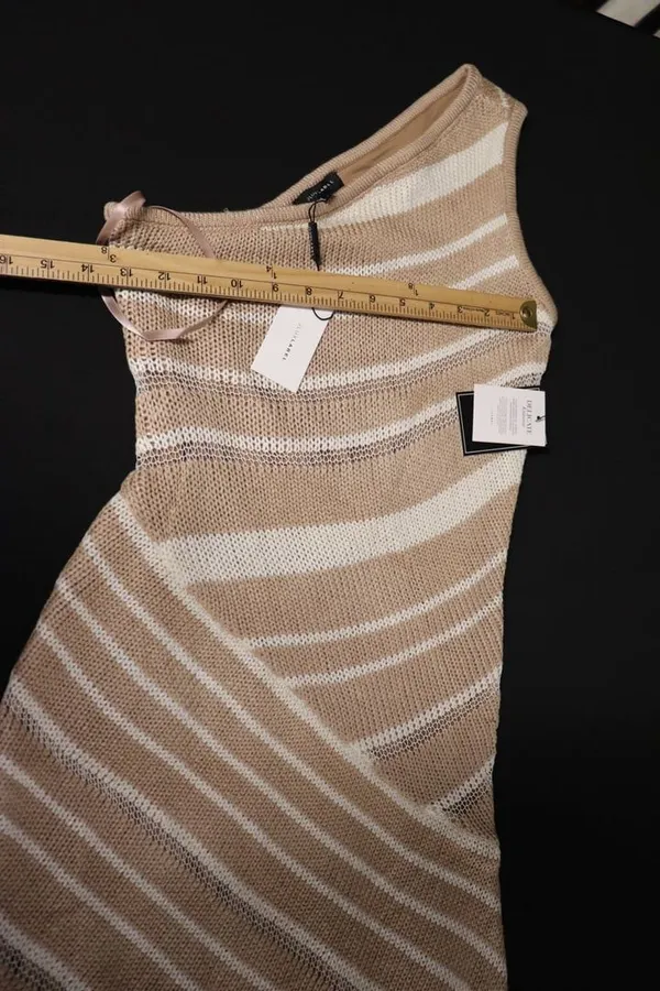 Beige Ivory Sanibel Ruched Maxi Knit Dress - Image 3