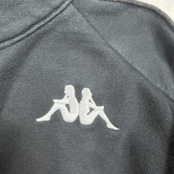 Kappa L Cropped Banda Puria Sweatshirt Black 1/4 Zip Logo Tape Sleeve Sporty - Image 3