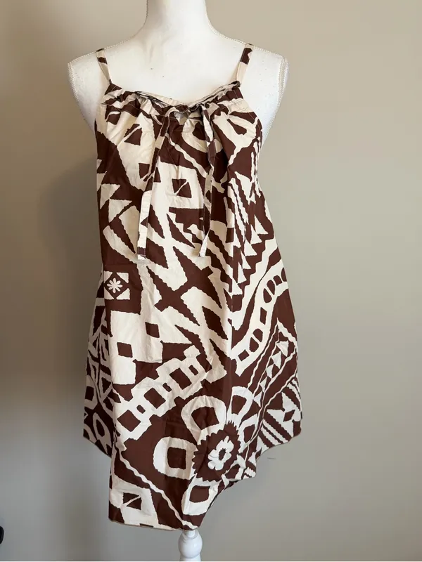 NWT BDG Eva Tie-Front Ruched Strap Trapse Mini Dress size medium relaxed fit - Image 4