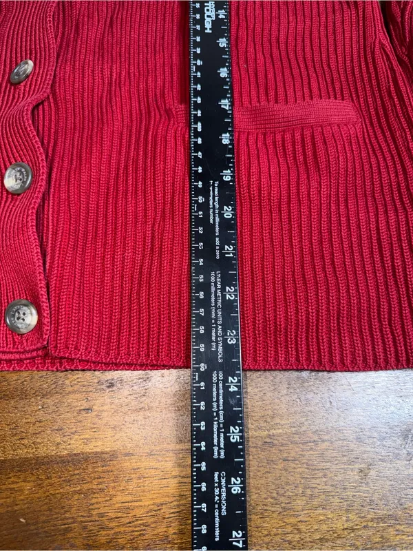 Lauren Ralph Lauren Red 100% Cotton Shawl Collar Cardigan Sweater‎ - Image 7